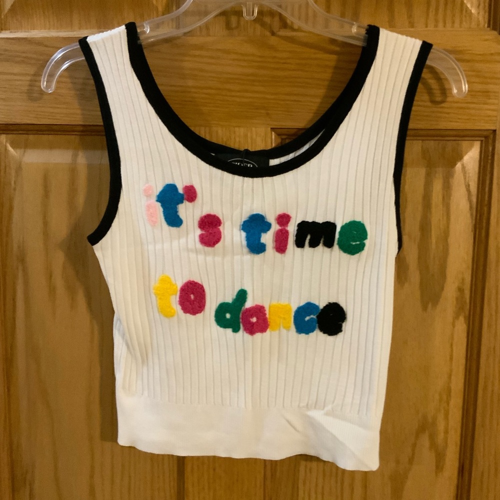 White Time to Dance Ribbed Tank